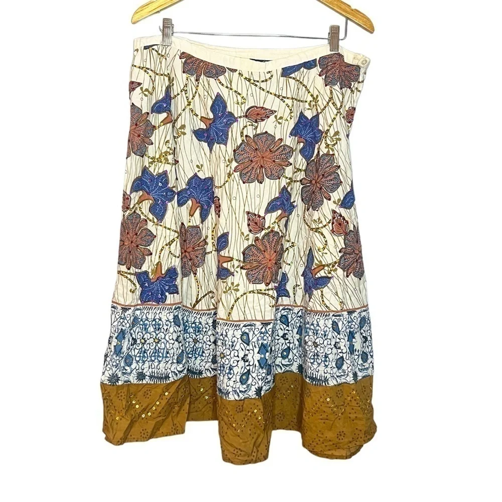 Ashley Stewart Vintage Floral Sequin Y2K Midi Skirt 20